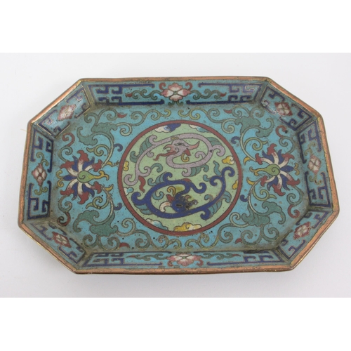 536 - A pair of Chinese cloisonne octagonal trays