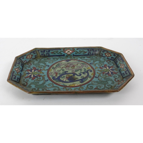 536 - A pair of Chinese cloisonne octagonal trays