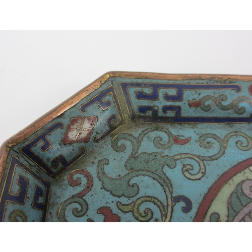 536 - A pair of Chinese cloisonne octagonal trays