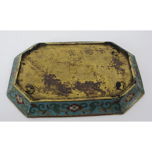 536 - A pair of Chinese cloisonne octagonal trays