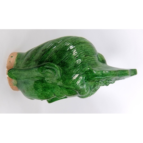 539 - A Chinese green glazed head of buddha