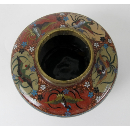 542B - A Japanese cloisonne globular jar and cover