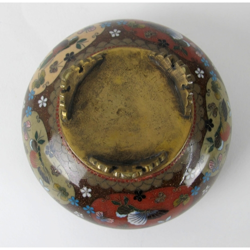 542B - A Japanese cloisonne globular jar and cover