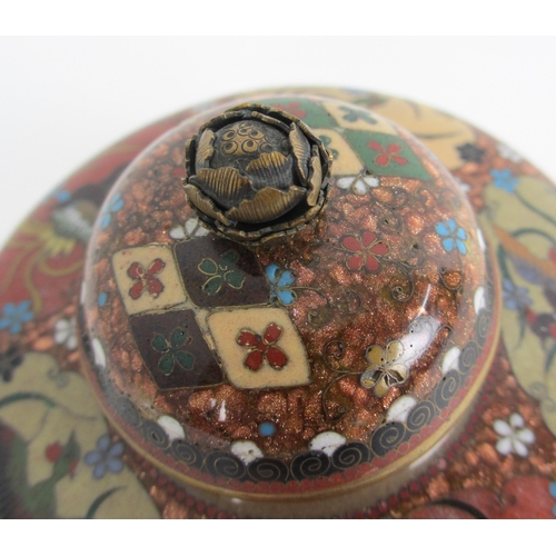 542B - A Japanese cloisonne globular jar and cover