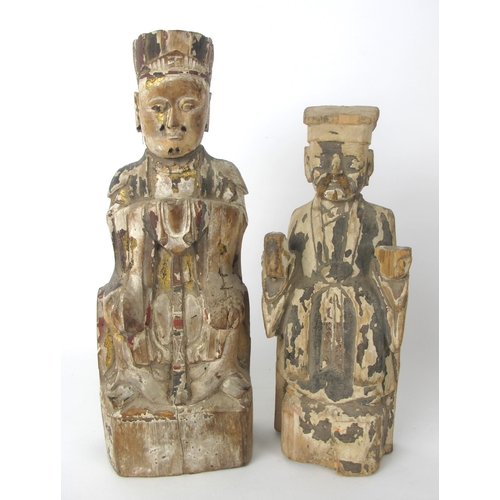 543 - A Chinese carved wood and polychrome devotional figure