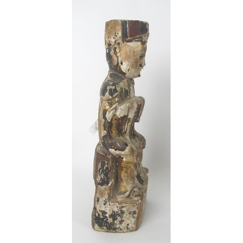 543 - A Chinese carved wood and polychrome devotional figure