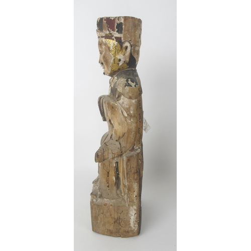 543 - A Chinese carved wood and polychrome devotional figure