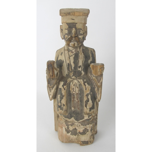 543 - A Chinese carved wood and polychrome devotional figure