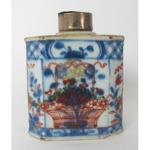 543B - A Chinese export octagonal Dutch decorated tea caddy