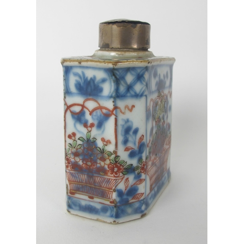 543B - A Chinese export octagonal Dutch decorated tea caddy