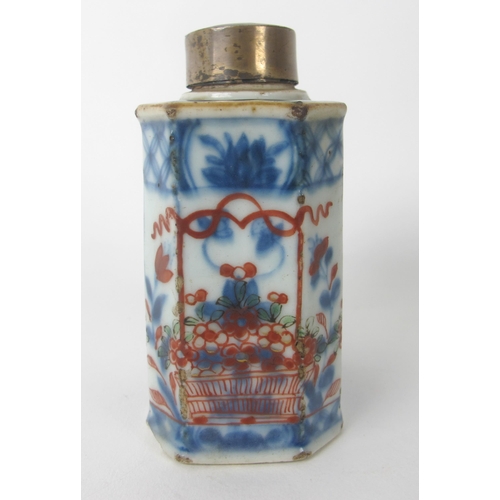 543B - A Chinese export octagonal Dutch decorated tea caddy