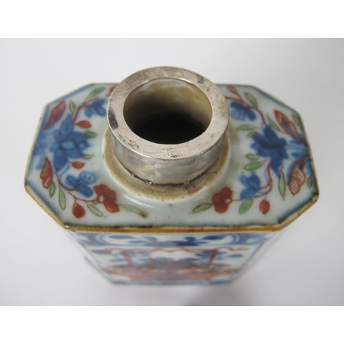 543B - A Chinese export octagonal Dutch decorated tea caddy