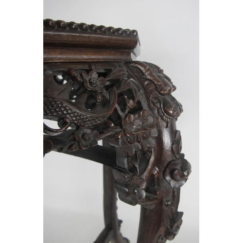 547 - A Chinese rosewood and marble inset plant pedestal