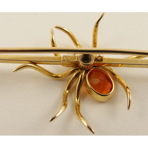 57 - A 15ct spider brooch