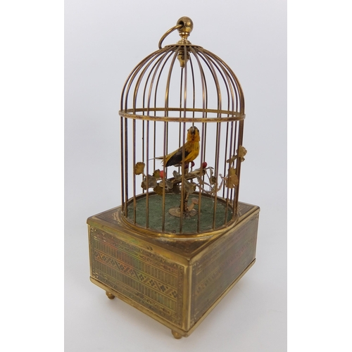 657 - A French gilt metal musical automaton birdcage