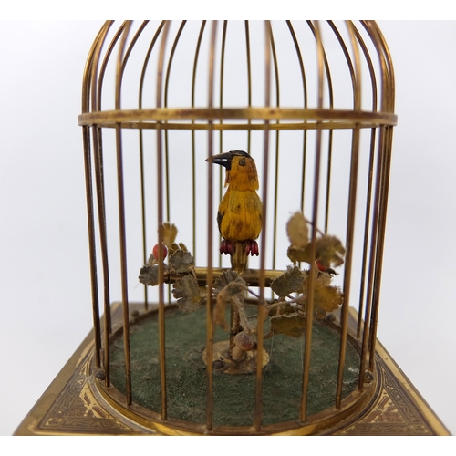 657 - A French gilt metal musical automaton birdcage