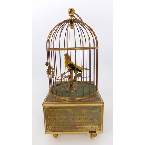 657 - A French gilt metal musical automaton birdcage