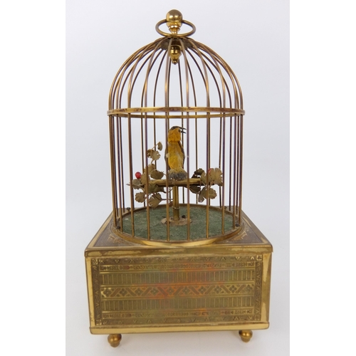 657 - A French gilt metal musical automaton birdcage