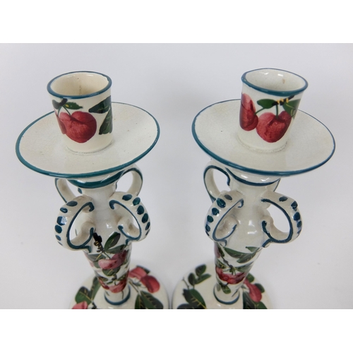 659 - A pair of Wemyss Ware Kintore candlesticks