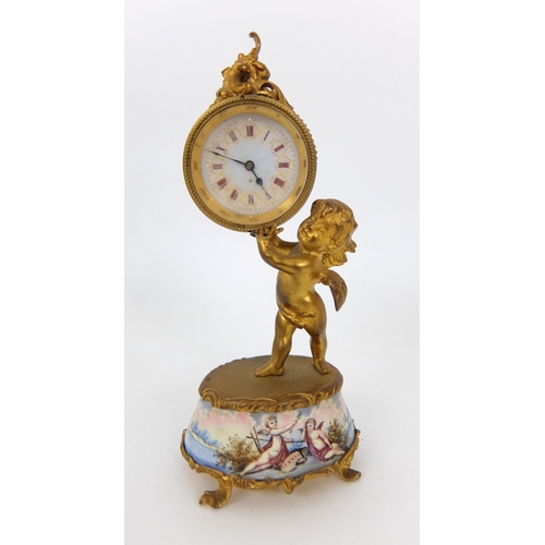 660 - A Vienna enamel and gilt metal timepiece