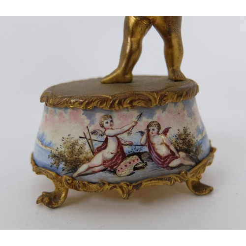 660 - A Vienna enamel and gilt metal timepiece