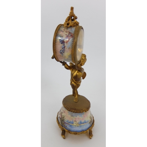 660 - A Vienna enamel and gilt metal timepiece