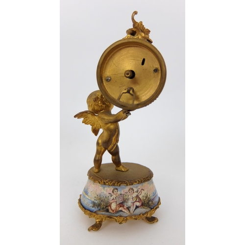 660 - A Vienna enamel and gilt metal timepiece