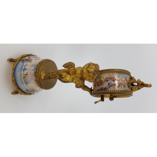 660 - A Vienna enamel and gilt metal timepiece