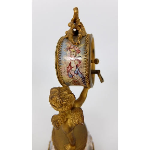 660 - A Vienna enamel and gilt metal timepiece