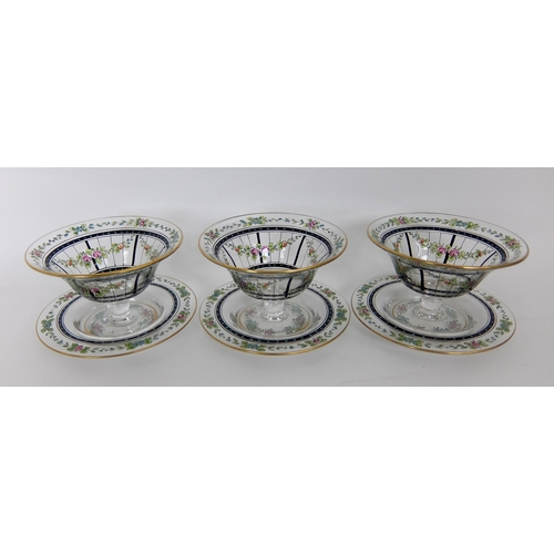 665 - A Czechoslovakian Arts and Crafts Haida enamelled glass dessert set