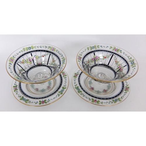 665 - A Czechoslovakian Arts and Crafts Haida enamelled glass dessert set