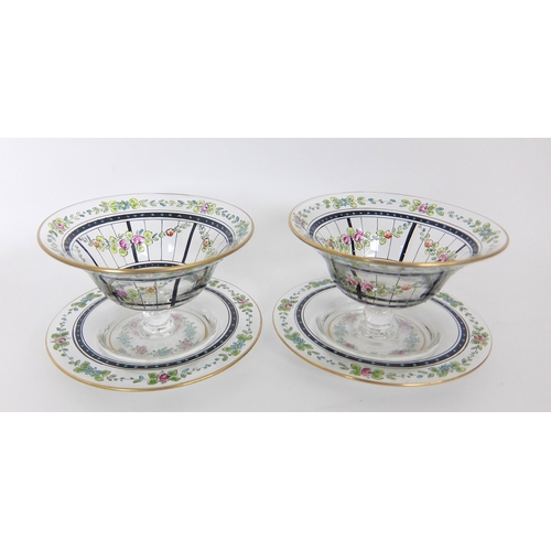 665 - A Czechoslovakian Arts and Crafts Haida enamelled glass dessert set