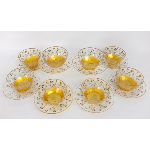 666 - Eight German Art Nouveau Theresienthal enamelled and gilded glass champagne glasses