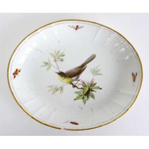 672A - Three Meissen oval ornithological dishes