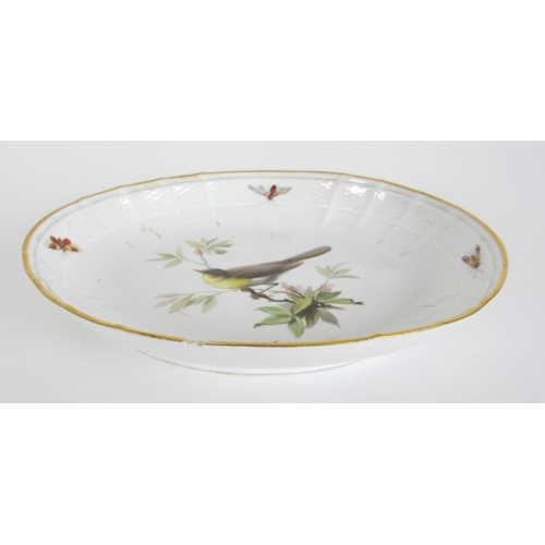 672A - Three Meissen oval ornithological dishes