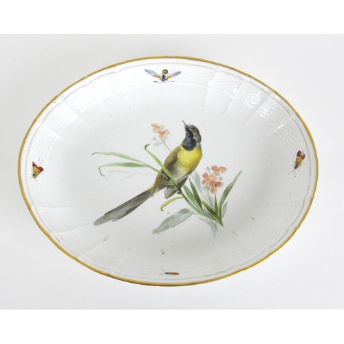 672A - Three Meissen oval ornithological dishes