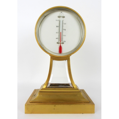 673 - A Victorian gilt metal drumhead desk barometer