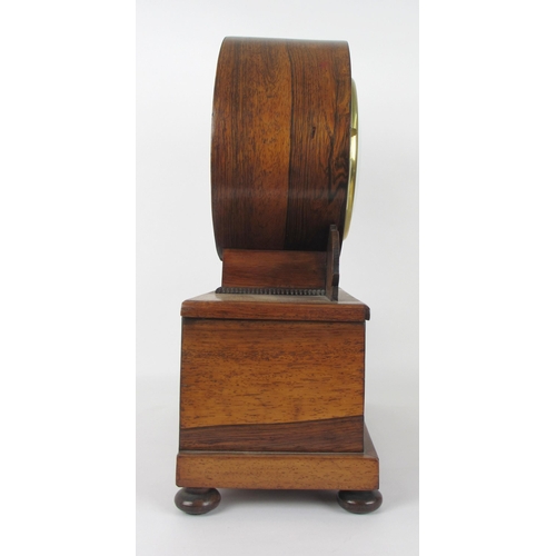 674A - A Victorian rosewood and brass cut inlaid mantle clock