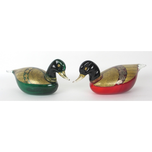 674B - A pair of Galliom Murano glass ducks