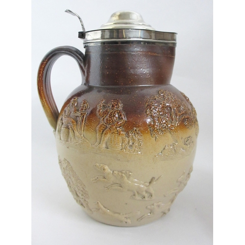 675 - Three salt glazed stoneware beer jugs