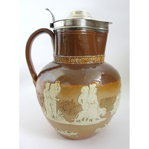 675 - Three salt glazed stoneware beer jugs