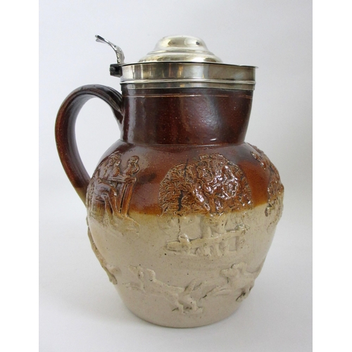 675 - Three salt glazed stoneware beer jugs