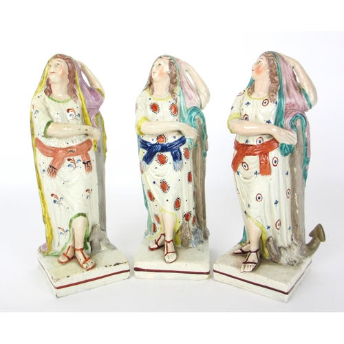 675K - Three Staffordshire figures modelled as Faith