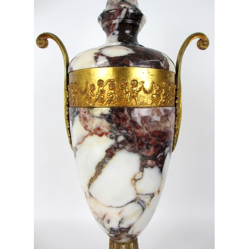 675N - A gilt metal and marble table lamp