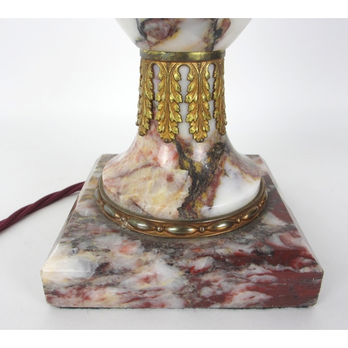 675N - A gilt metal and marble table lamp