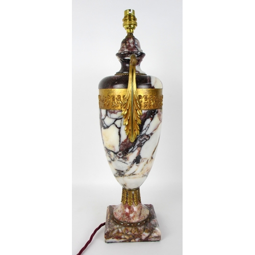 675N - A gilt metal and marble table lamp