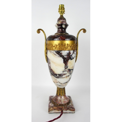 675N - A gilt metal and marble table lamp