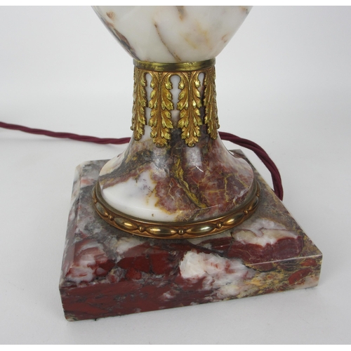 675N - A gilt metal and marble table lamp