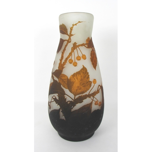 675O - A Duvall carved overlaid glass vase