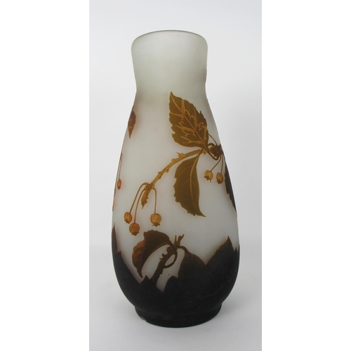 675O - A Duvall carved overlaid glass vase